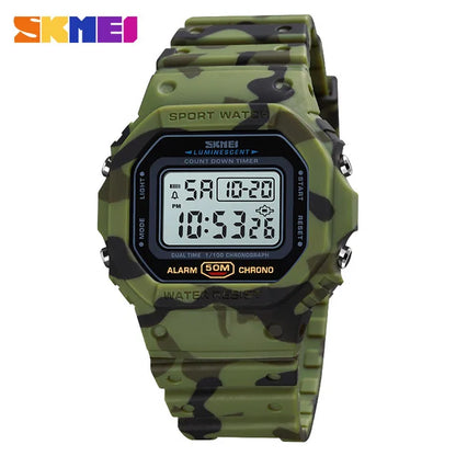 SKMEI 1628 Military Digital Watch for Men - Retro Sport Waterproof Electronic Wristwatch with LED Display
