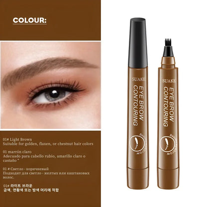 4D Microblading Eyebrow Pen – 4-Fork Tip Waterproof Long-Lasting Eyebrow Tattoo Pencil for Natural Fine Hair-Like Makeup