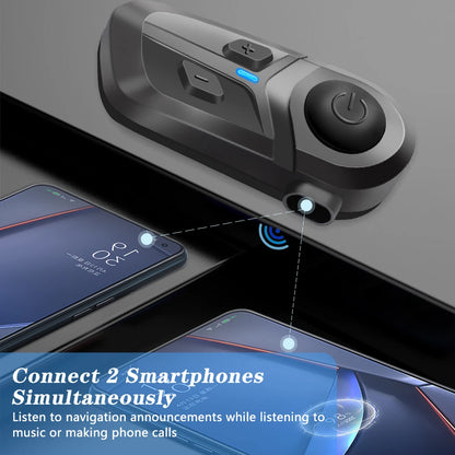 Bluetooth 5.3 Wireless Motorcycle Helmet Headset – Hands-Free Call & Music Player, Waterproof Earphones for Moto Helmets