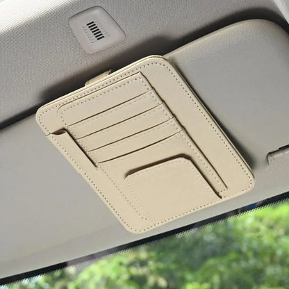 Car Sun Visor Organizer – Multi-Pocket Sunglasses & Business Card Holder, Auto Interior Accessory