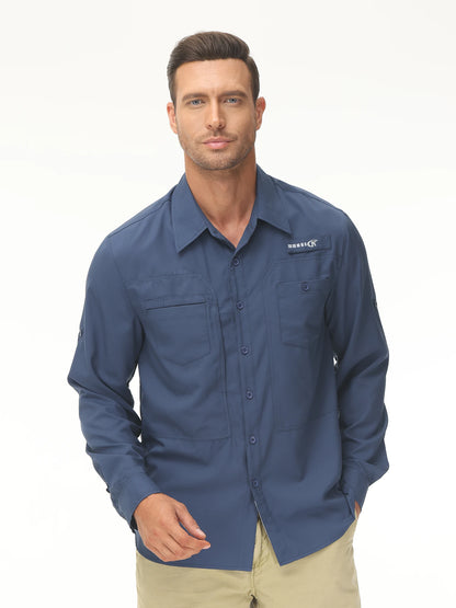 Men's UPF 50+ Fishing Shirt – Lightweight Long Sleeve Sun Protection Shirt with Breathable Mesh Back