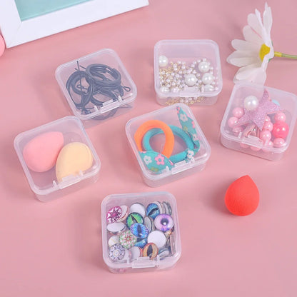 60/6PCS Mini Transparent Square Plastic Storage Boxes – Small Jewelry Organizer for Earrings & Packaging