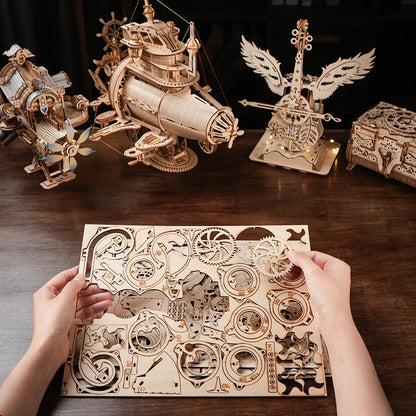 Creative 3D Wooden Castle Puzzle Model Kit – DIY Assembly Wood Craft Toy Home Decor Gift for Kids & Adults Challenging Brain Teaser