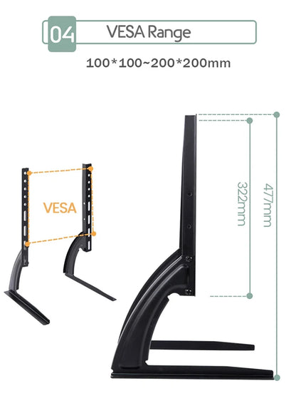 BEISHI Universal TV Stand for 14-42 Inch LCD/LED/OLED Flat & Curved Screens – Tabletop Pedestal Mount Bracket