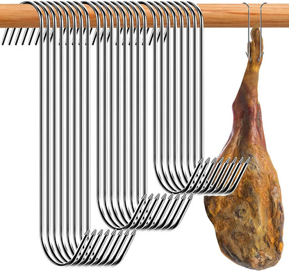 Premium Stainless Steel S Hook for Smoking, Butchering, and BBQ - Ideal for Chicken, Pork, Sausage, and Bacon