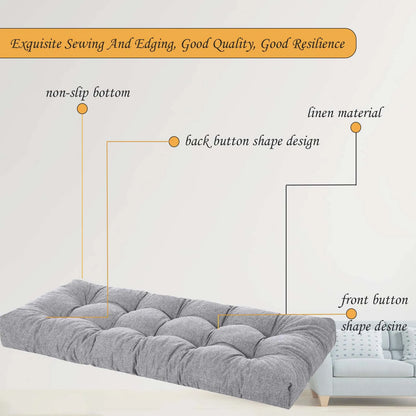 Linen Fabric Window Seat Cushion – 6CM Thick Custom Bench Pad for Bay Windows, Patio Chairs & Garden Home Seating Comfort