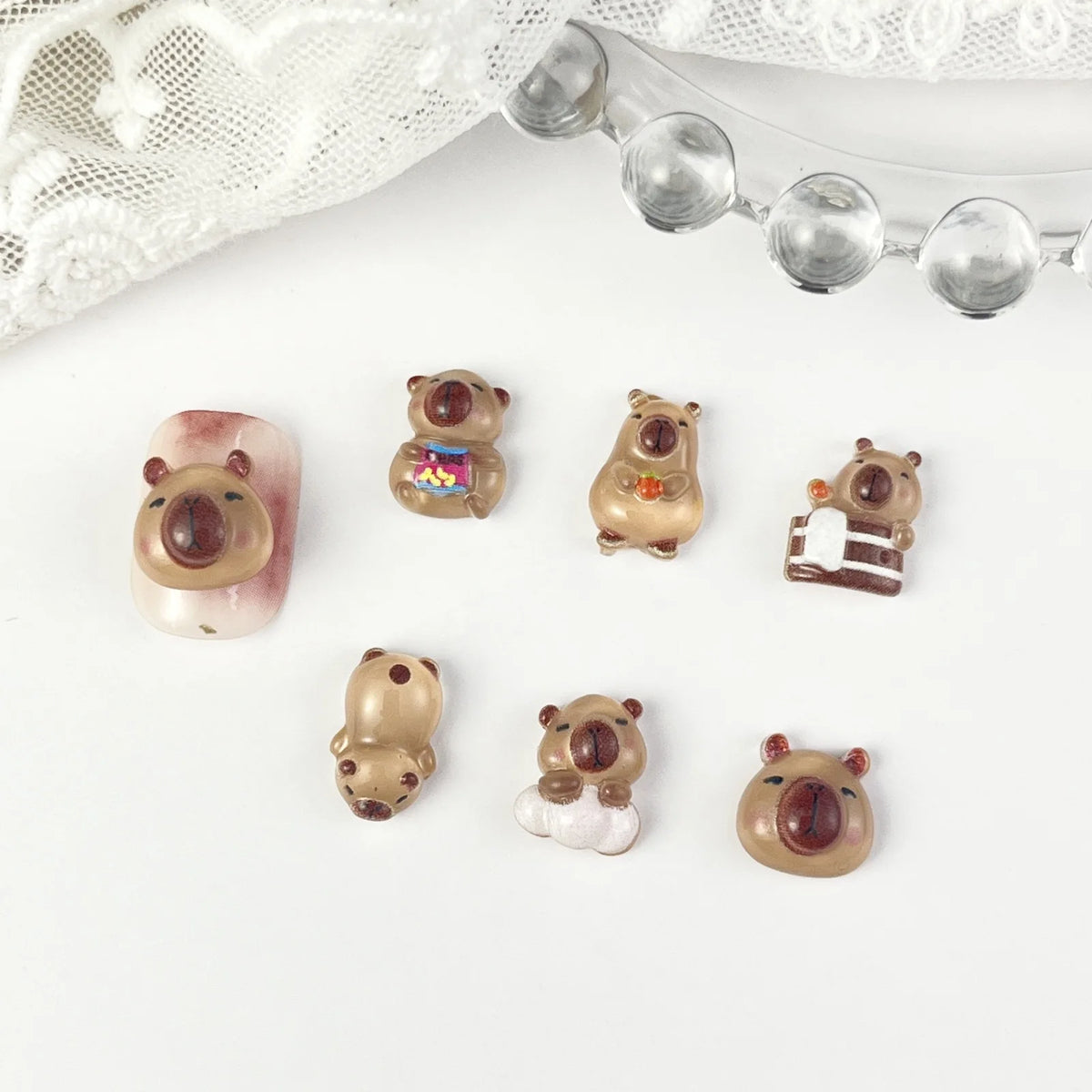 30Pcs 3D Brown Bear Nail Charms - Cute Cartoon Resin Flatback Decorations for DIY Kawaii Nail Art