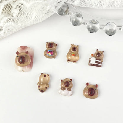 30Pcs 3D Brown Bear Nail Charms - Cute Cartoon Resin Flatback Decorations for DIY Kawaii Nail Art