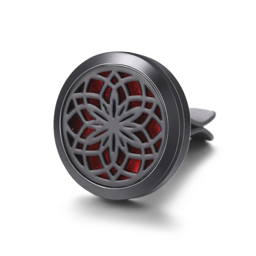 All-Black Tree of Life Car Air Freshener – Stainless Steel Aromatherapy Essential Oil Diffuser Locket Pendant