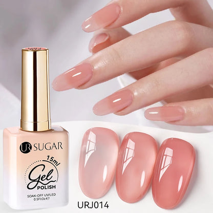 UR SUGAR 15ml Jelly Milky White Gel Polish – Translucent UV Soak Off Nail Art Varnish Semi-Permanent Fashion Nail Color