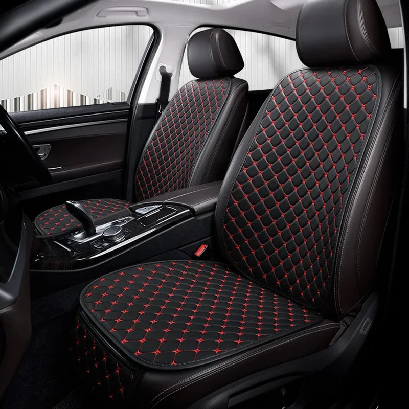 Universal PU Leather Car Seat Cover - Minimalist Soft Seat Cushion Protector with Storage Pocket for Car Interior Accessories