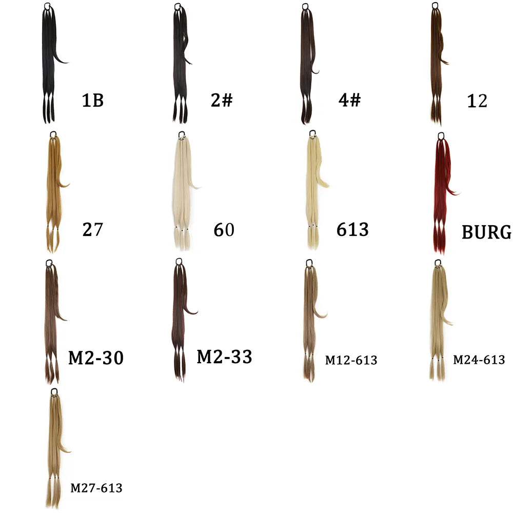 DIY Synthetic Ponytail Extensions : High-Temperature Fiber Hair Rope for Women's Boxing Braids - Black/Brown Ponytail