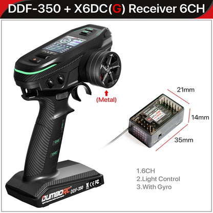 DUMBORC 2.4G 10CH Digital Radio Remote Controller – DDF-350 Transmitter with Receiver for RC Car, Boat, Tank, LCD FHSS System