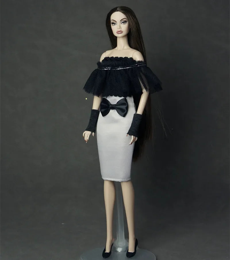 30cm Doll Clothes Set – Long Sleeve Shirt & Foot Covers for 1/6 OB/ST/FR/BB Dolls