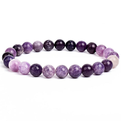 Natural Stone Bead Bracelet - Amethyst Crystal Quartz Aquamarine Jade Agate Elastic Bangle Jewelry for Women & Men