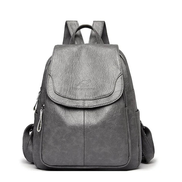 Women’s Large Capacity Leather Bookbag Rucksack - High-Quality Vintage Backpack, School and Travel Purse