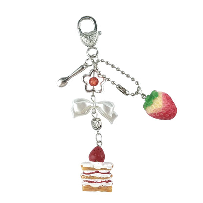 Y2K Strawberry Keychain Charm - Cute Fruit Phone Lanyard Bag Chain Accessory for Girls Aesthetic Jewelry Style