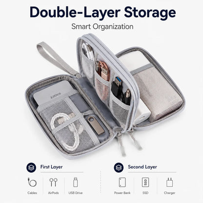 Travel Tech Organizer Bag - Portable Cable, Charger, Power Bank & SSD Storage Case for Electronics Accessories