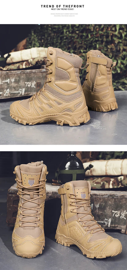 Special Forces Desert Combat Boots - Men's Tall Wear-Resistant Tactical, Waterproof Training & Outdoor Mountaineering Sports Boots
