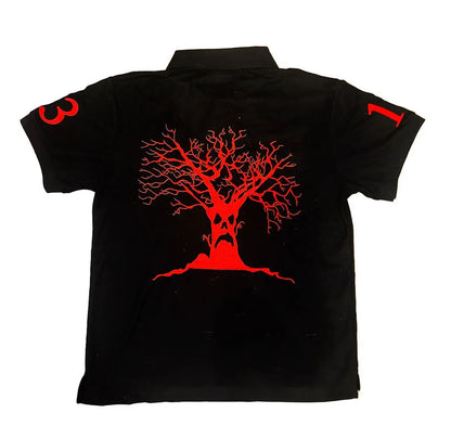 Haunted Mound Polo Shirt - Retro Y2K Streetwear Cotton Embroidered Short Sleeve Casual Top for Men