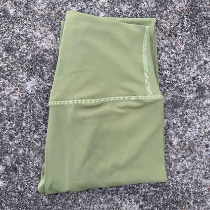 High Waist Women's Yoga Leggings - Solid Color Cropped Gym & Training Pants with Back Pocket