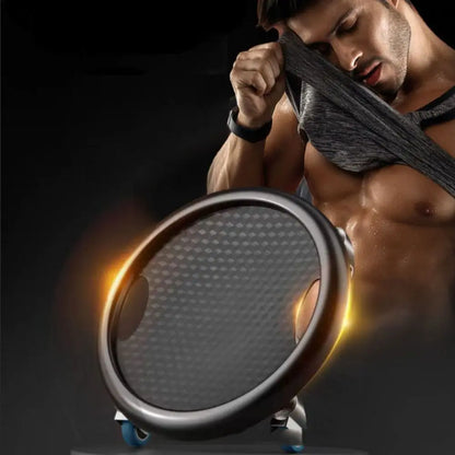 Noiseless 4-Wheel Abdominal Roller – Multifunctional Muscle Trainer with Handles for Gym & Home