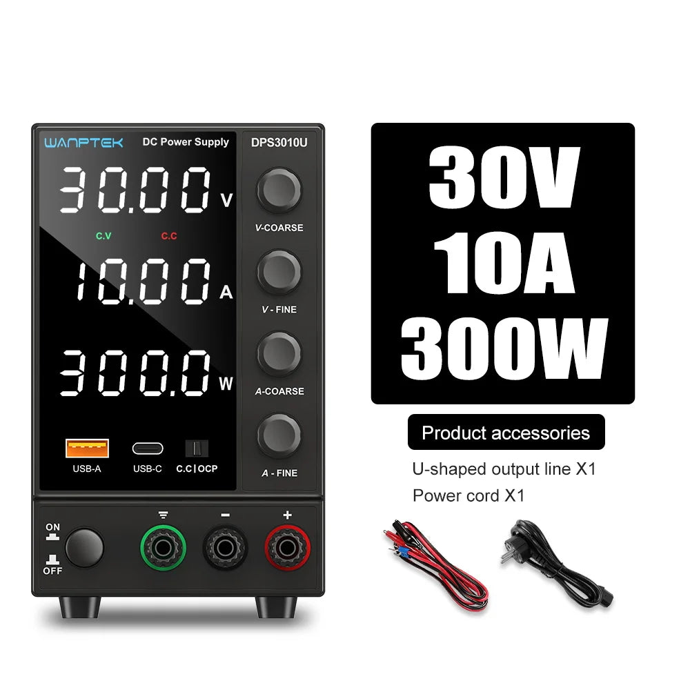 Wanptek DC Power Supply – Adjustable 30V 10A / 60V 5A Lab Bench Voltage Regulator, Variable 120V 3A Power Supply