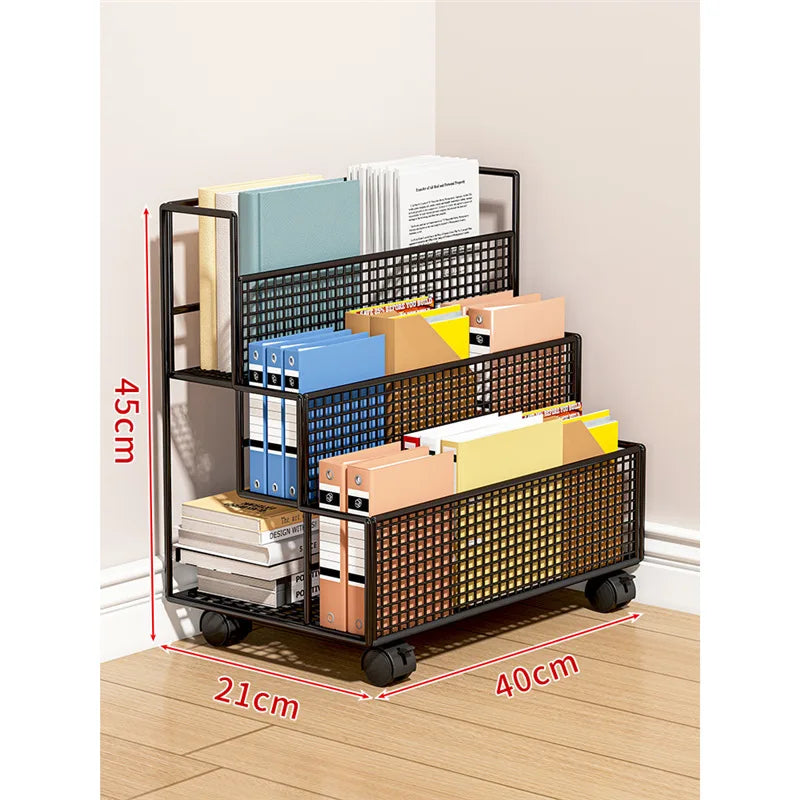 Multi-Layer Storage Trolley Cart - Rolling Bookshelf, Kitchen & Bathroom Organizer with Wheels