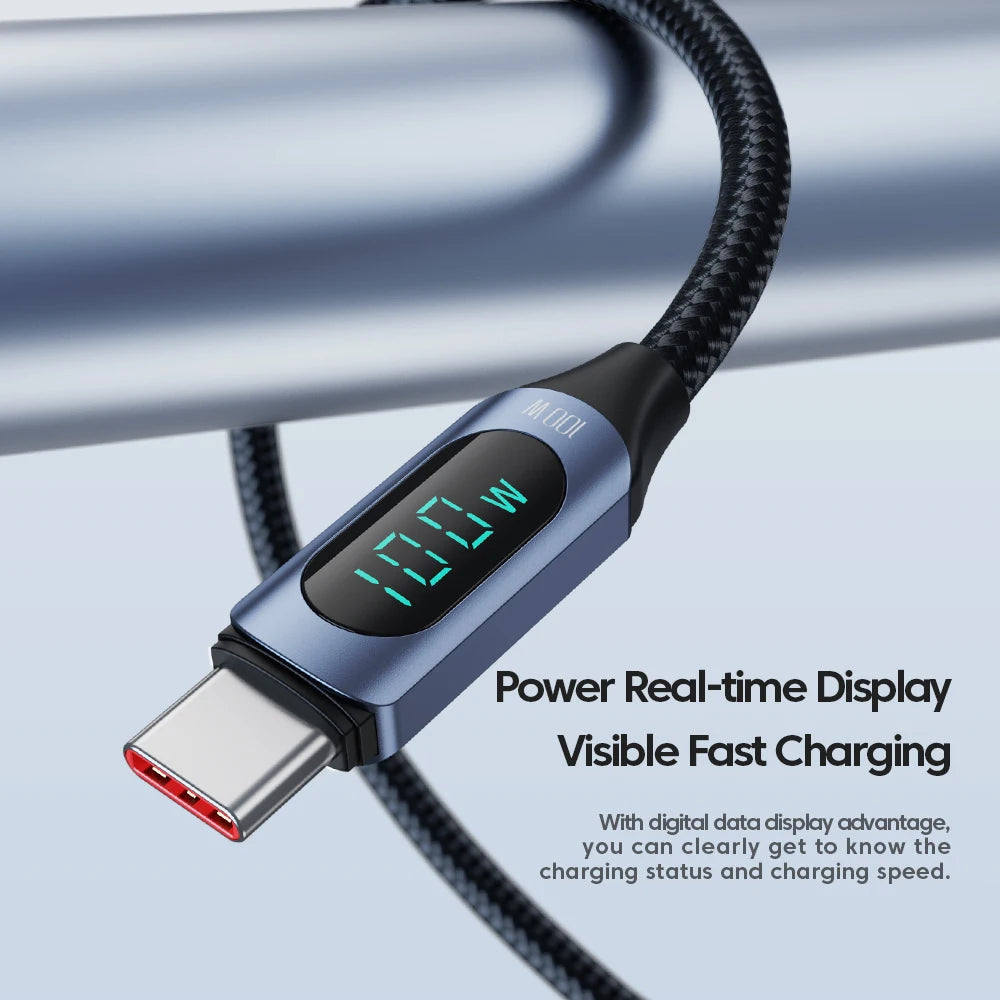 Toocki Type-C to Type-C Cable – 100W PD Fast Charging & Display Cable for Xiaomi POCO F3, Realme, MacBook, iPad