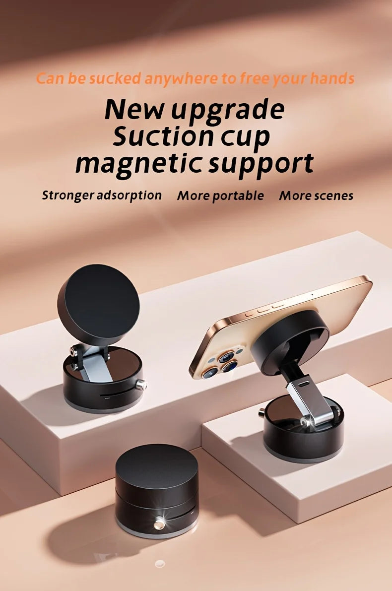 Vacuum Magnetic Folding Swivel Phone Stand – Double-Sided Suction Cup Holder, Universal Compatibility