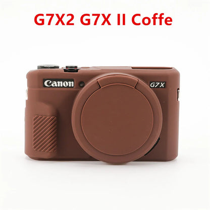 Canon G7X Mark II Silicone Camera Case - Soft Rubber Protective Skin Cover with Lens Protector for G7XII G7X2 G7X3 G7XIII