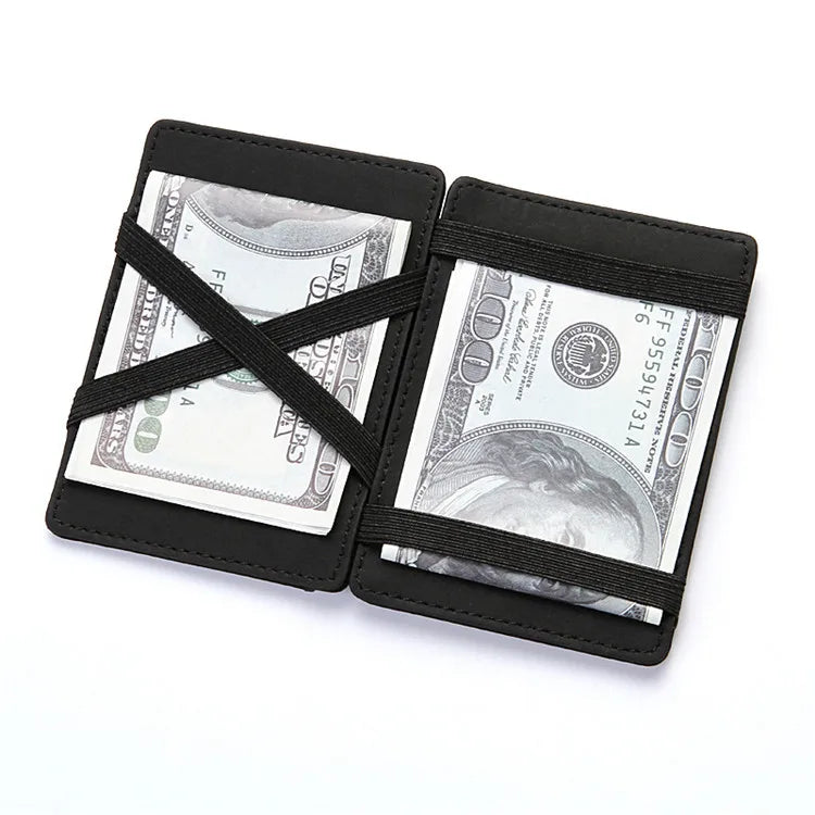 Mini Men’s Card Holder Wallet — Slim PU Leather Wallet with Zipper Coin Pocket, Magic Closure, Credit Card Case, Small Men’s Purse