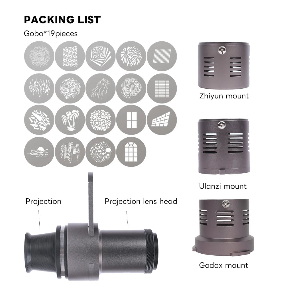 Mini Snoot Projection Attachment – Compatible with Zhiyun, Ulanzi, & Godox Mounts