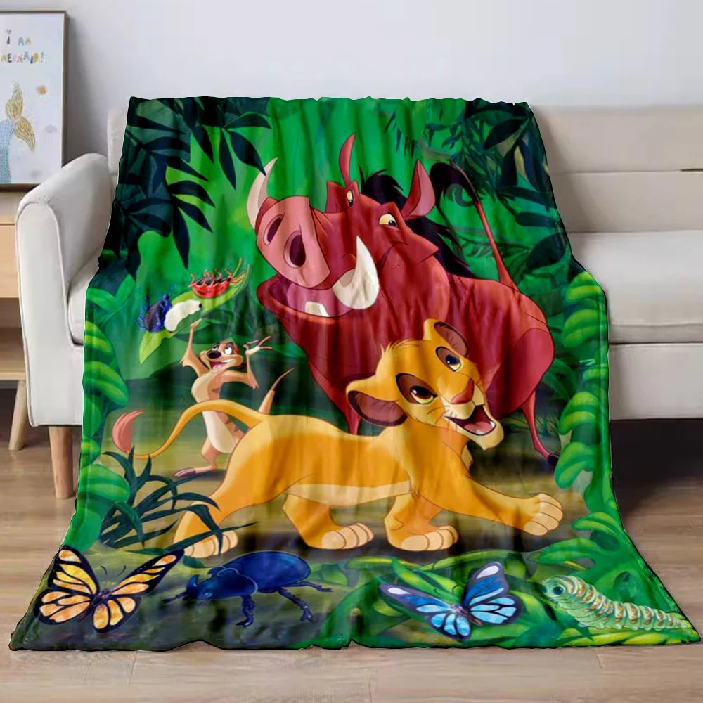 Lion King Simba Cartoon Flannel Blanket – Soft Cozy Throw for Sofa, Bed, Car, Camping, Travel & Kids Gift