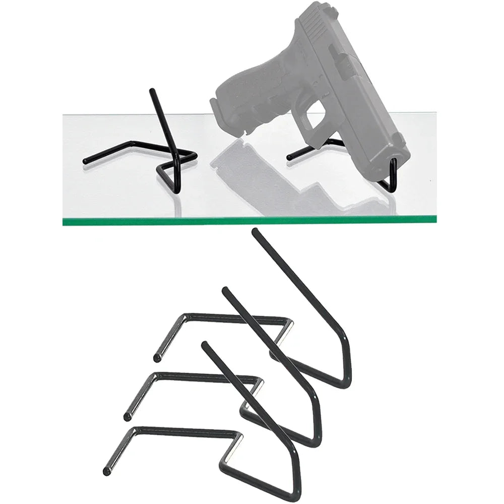 3 Pack Pistol Gun Rack - Space Saving Handgun Display Stand Holder for .22 Caliber and Larger Pistols