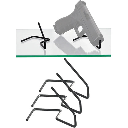 3 Pack Pistol Gun Rack - Space Saving Handgun Display Stand Holder for .22 Caliber and Larger Pistols