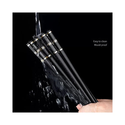 5 Pairs Reusable Alloy Chopsticks - Chinese Japanese Korean Sushi Sticks - Durable Kitchen Tableware Accessories
