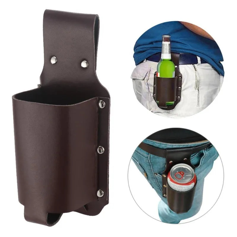 1pc Portable Holster Bottle Waist Beer Belt Bag - Handy Beverage Can and Wine Bottle Holder