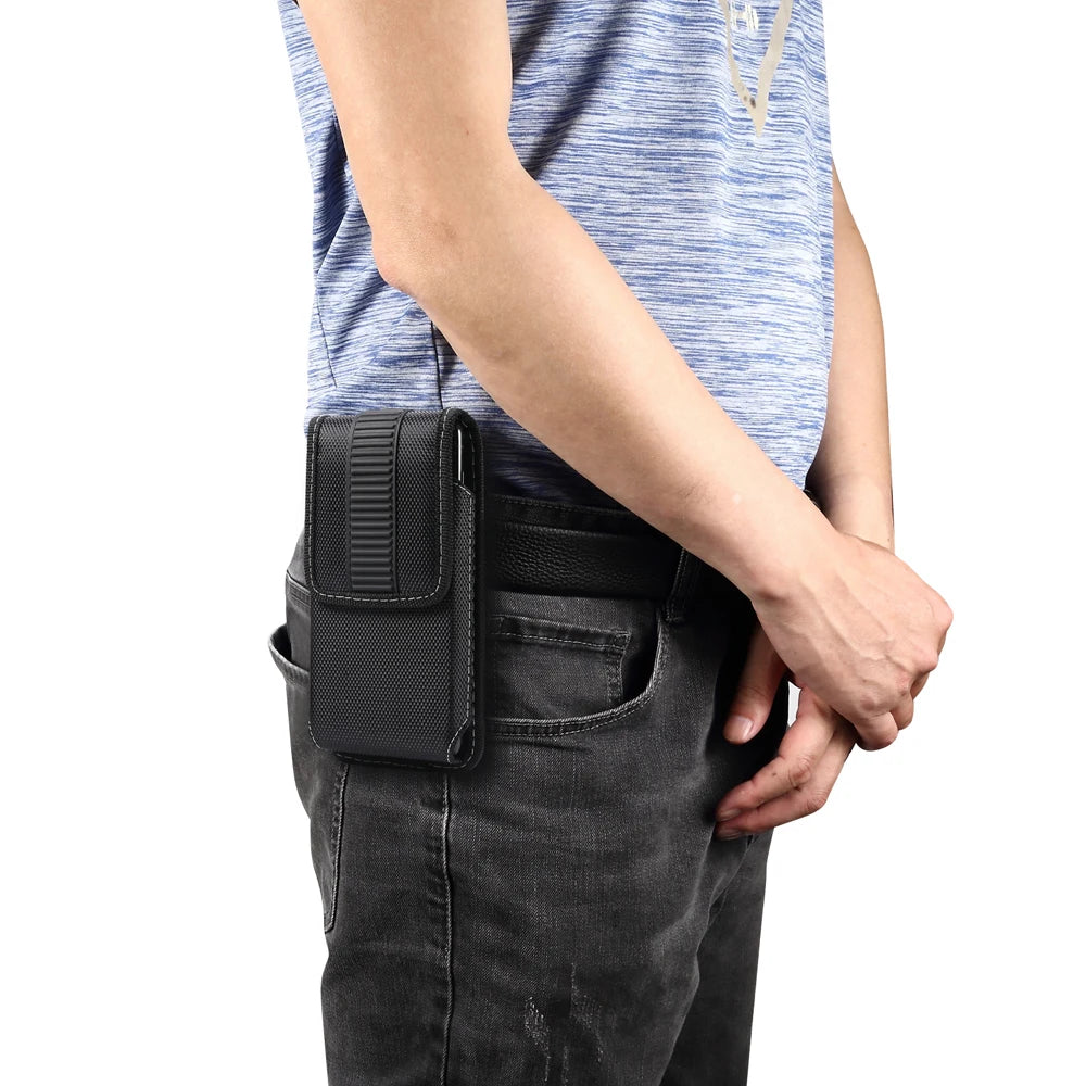 Universal Mobile Phone Waist Bag - Nylon Oxford Fabric Belt Clip Case for iPhone 15/14/13/12 Pro Max, Samsung, Xiaomi, Huawei
