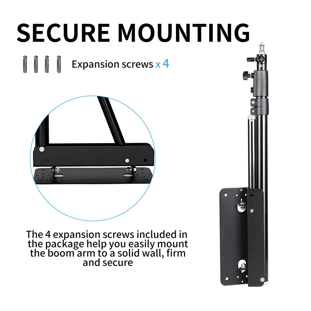 170cm Heavy Wall Mount Boom Arm – Projector Bracket for Photography Studio, Softbox, Video Strobe & Ring Lights