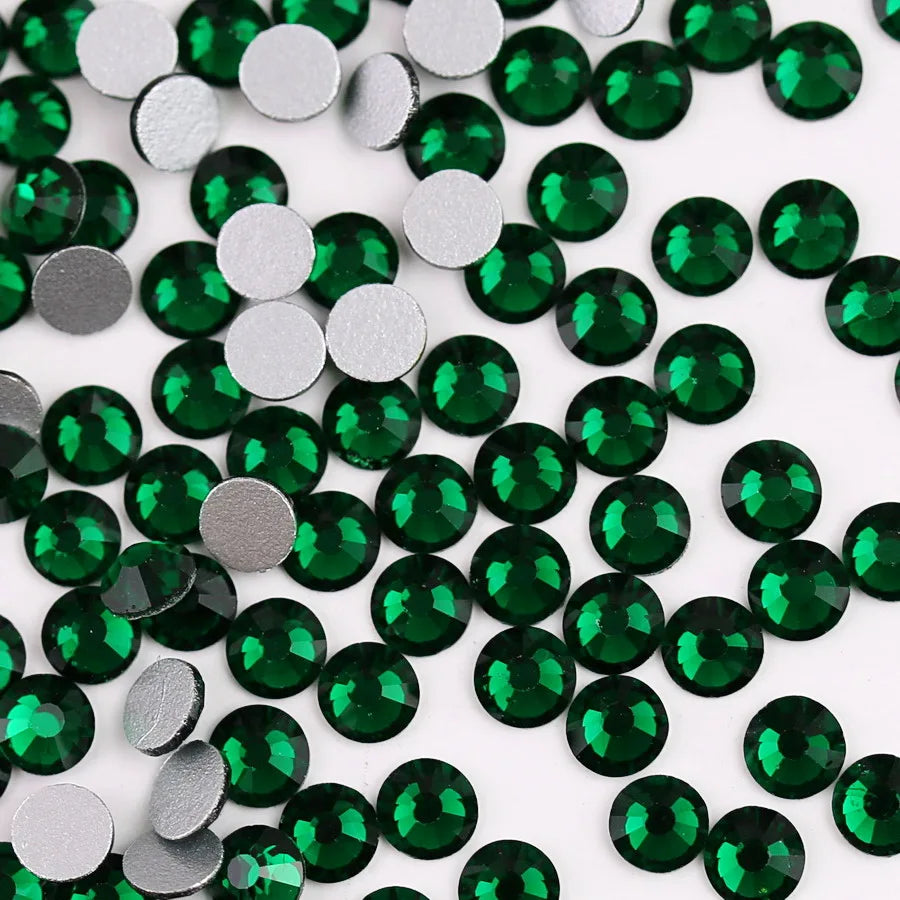 Glass Crystal Flatback Rhinestones SS6–SS30 Set – 7 Sizes Non-Hotfix Round Nail Art Beads for DIY Crafts & Decoration