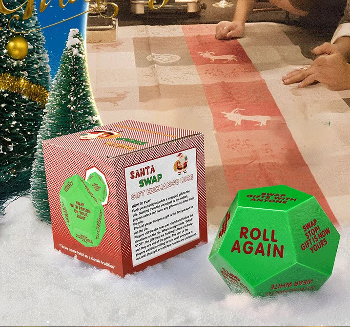 2025 Santa Swap Gift Exchange Dice – 3×3in Family Game for Xmas Party & Holiday Gift Exchange