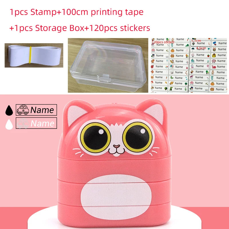 Custom Children’s Name Seal – Double-Layer Black & White Ink Stamp, Waterproof Name Sticker for School & Kindergarten