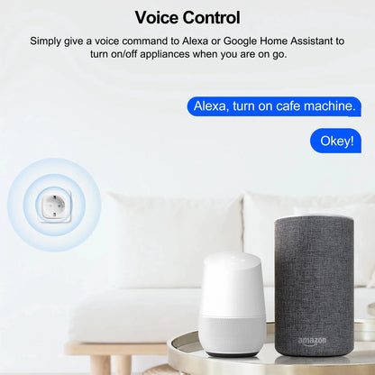 GIRIER Tuya WiFi Smart Plug – 20A EU Socket Outlet with Power Monitor, Timer Function, 4200W, Compatible with Alexa & Google Home
