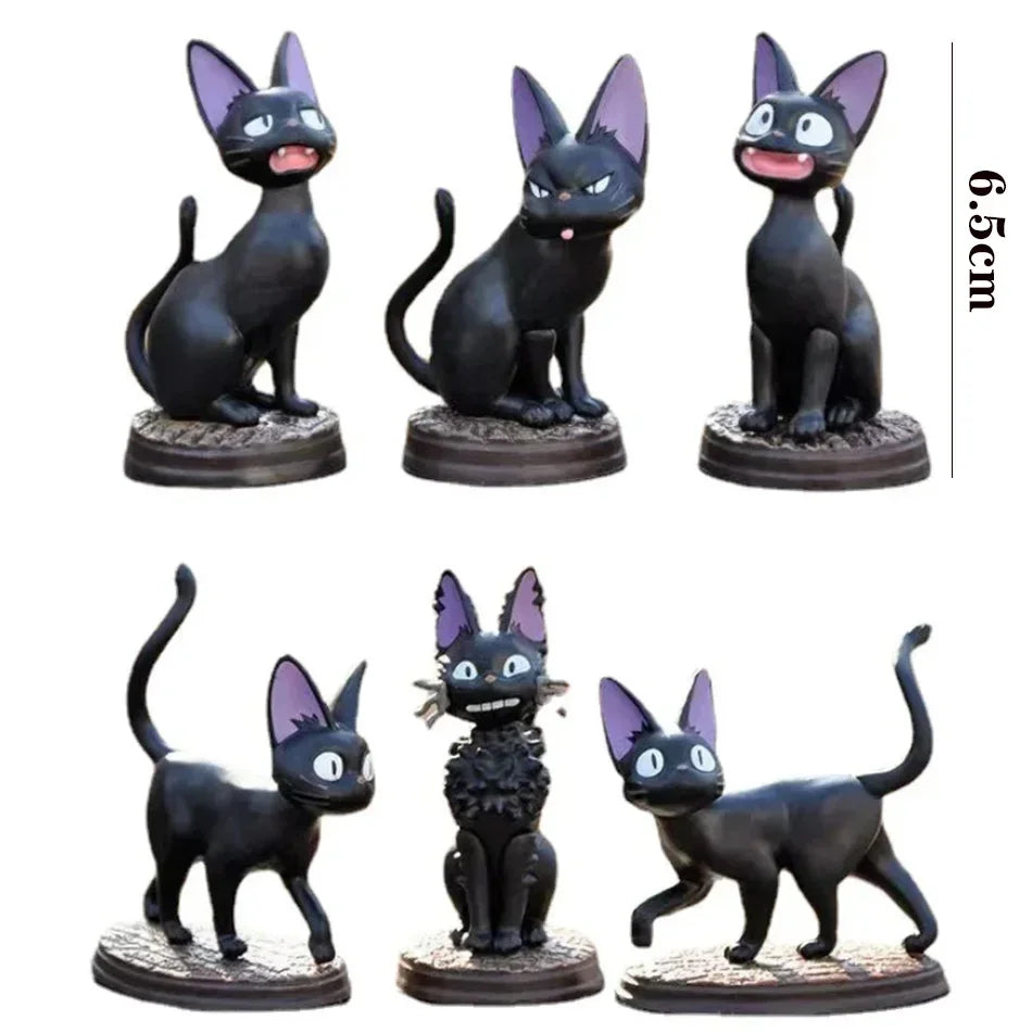 6PCS Cartoon Black Cat PVC Figure Set — Jiji/Gigi Action Dolls, Hayao Miyazaki Collectible Toy for Kids Birthday Gift
