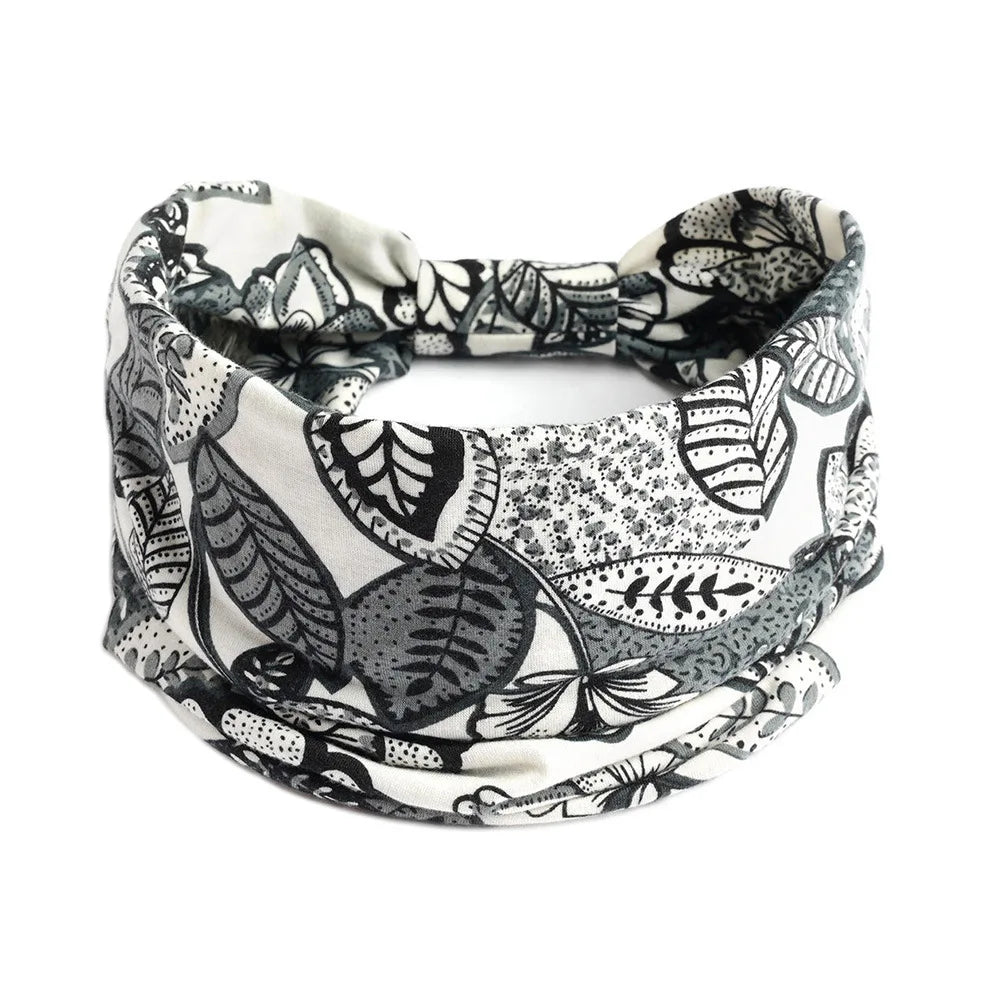 Bohemian Wide Cotton Stretch Headband for Women – Turban Headwrap, Bandage Hairband, Bandana Hair Accessories