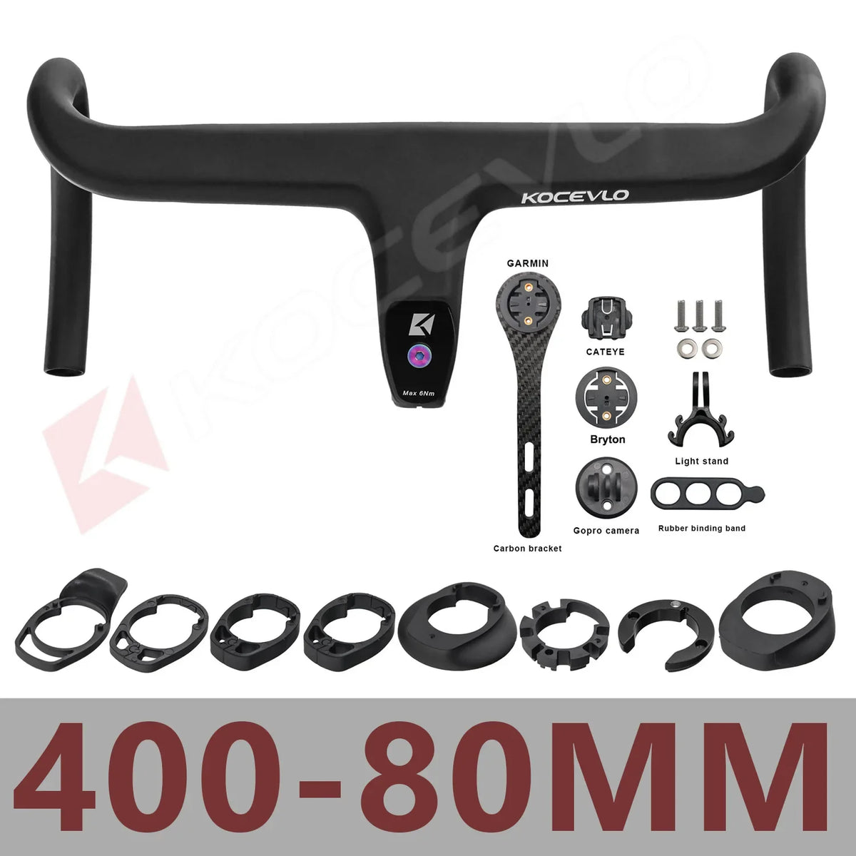 KOCEVLO Carbon Fiber Road Bike Handlebar - Integrated Internal Cable Routing Drop Bar with Computer Mount and Washers