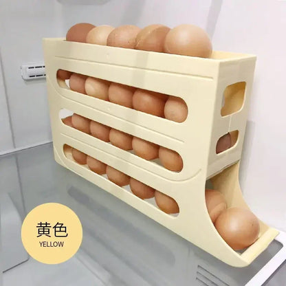 Automatic Rolling Egg Storage Box - 30-Egg Capacity for Refrigerator Side Door - Kitchen Egg Preservation Rack