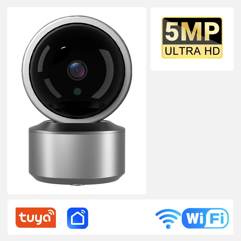 5MP WiFi Baby Monitor Security Camera – Tuya Smart Life App, 355° PTZ Auto Tracking, IR Night Vision & 2-Way Audio Indoor IP Cam