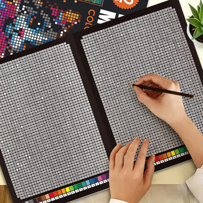 32 Pages Mystery Mosaic Coloring Book - Pixel Art Color by Number Stress Relief Activity for Adults